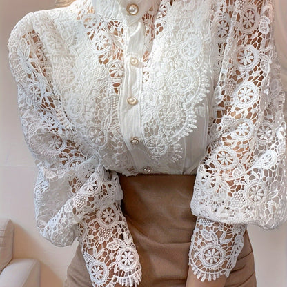 French Loose Chic Buttons, Heavy Lace, Cut-Out Floral Panels