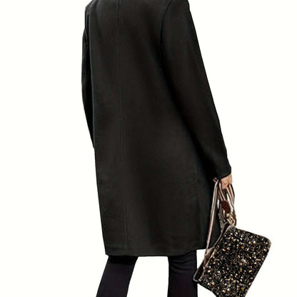 Single-Breasted Women's Pea Coat, Elegant Winter Overcoat