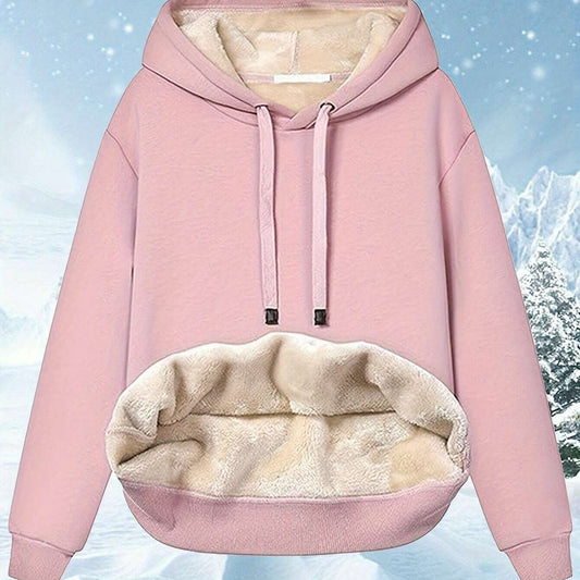 Cozy Women's Winter Sherpa Hoodie – Warm Heavyweight Pullover