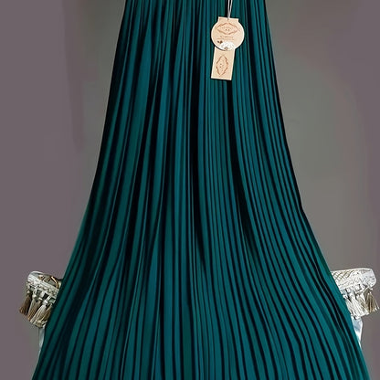 [Chic Pleated] High-Waisted Flowy Chiffon Skirt A-Line Midi Long Dress for Women
