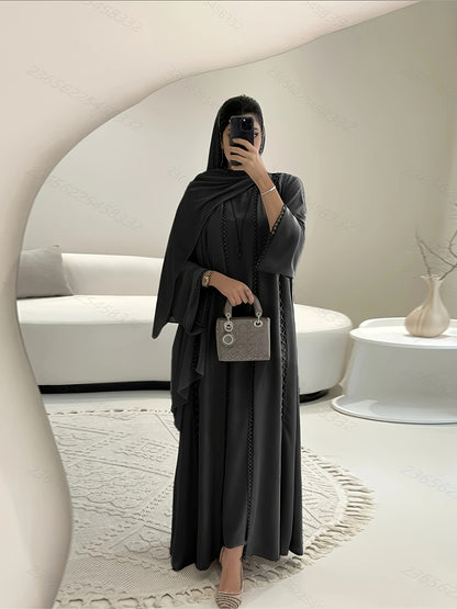 Open Robe Set with Lace, Sleeveless Underdress and Chiffon Headscarf - Lightweight, Simple, and Breathable for Spring/Summer