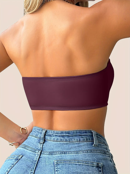 3pcs, Spring and Summer Style, Strapless, No Underwire, Front Closure, Removable Pads, Soft, Breathable, Comfortable, Anti-Displacement