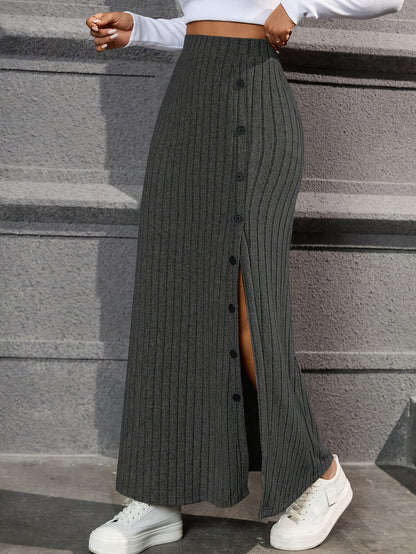 Skirt With Split Side Buttons
