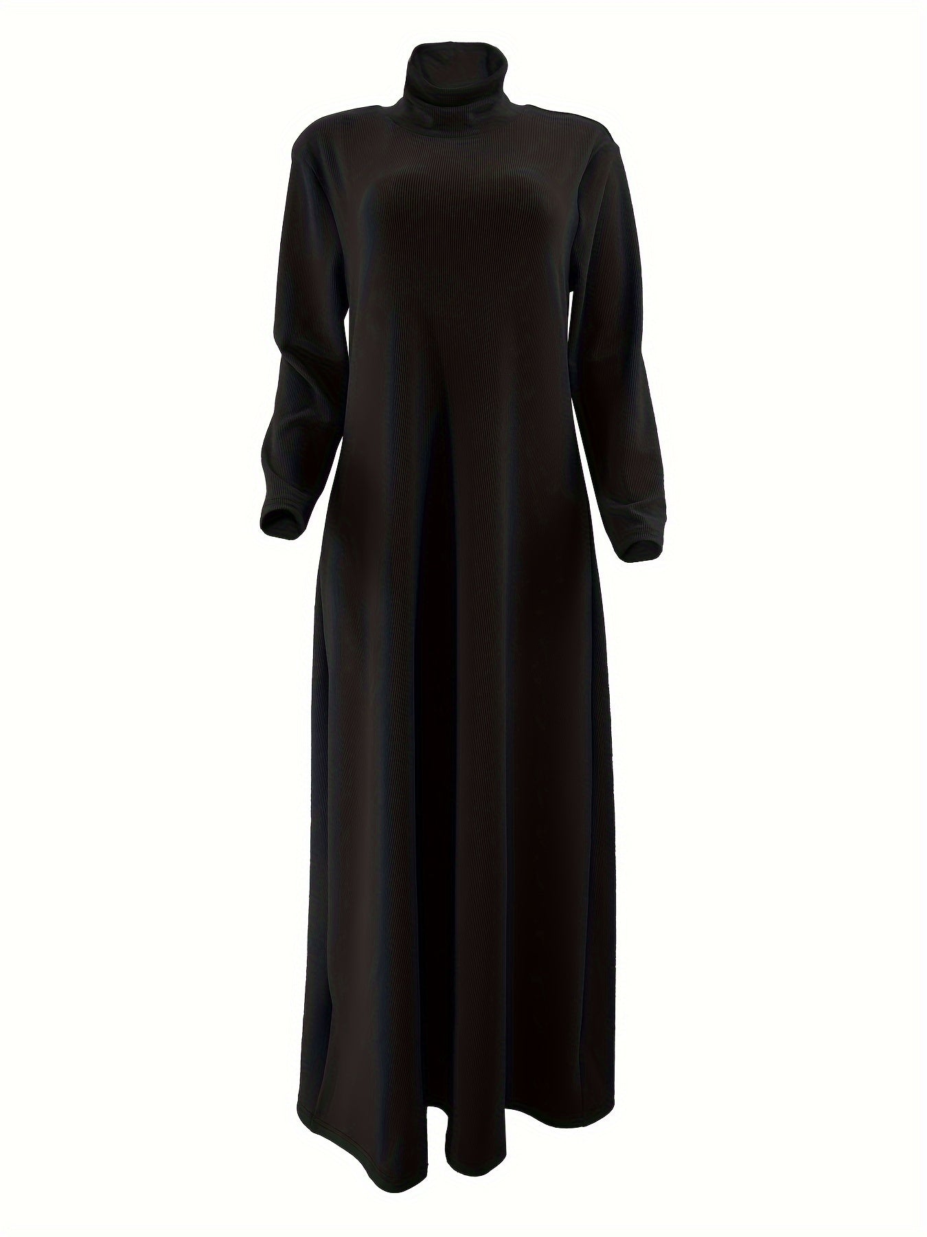 [Polyester Blend Casual Dress] Machine Washable Polyester & Spandex Blend Elegant Solid Color Long Casual Dress for Women - Perfect for All Seasons