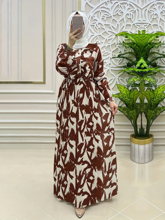 Women's Middle Eastern Muslim Print Long Dress
