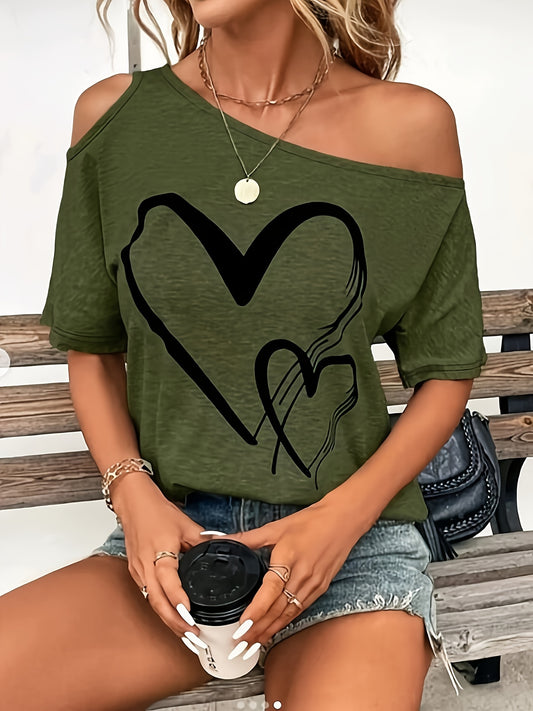 Trendy Off-the-Shoulder T-Shirt for Women - Summer 2024