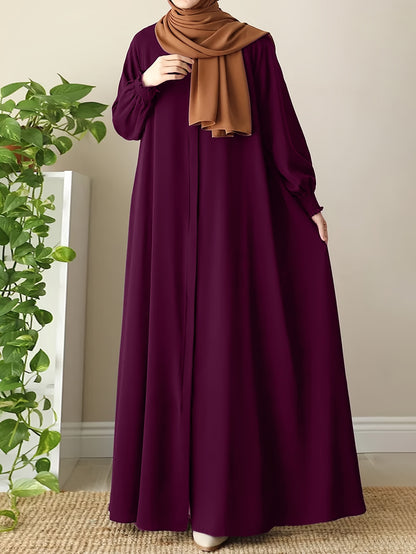 Middle Eastern Muslim Comfortable Solid Color Robe 8358