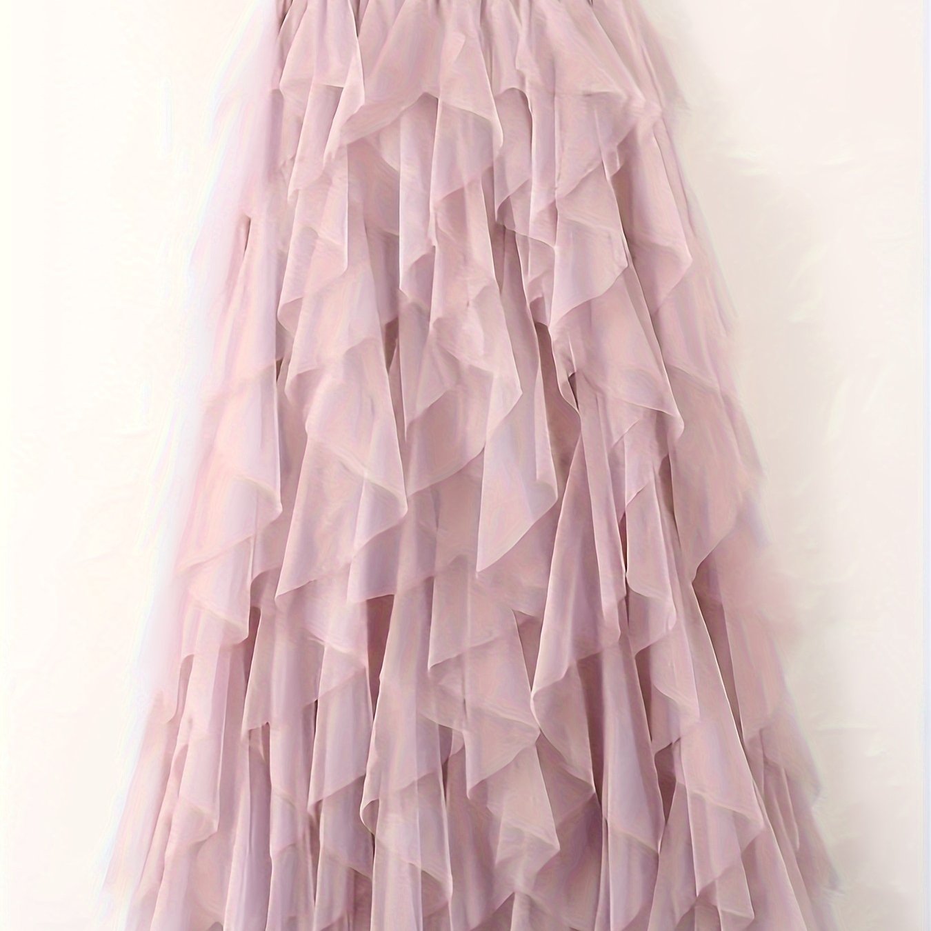 Chic Elegance, Elegant High-Waist A-Line Tulle Skirt for Women - Chic Korean-Style Spring Collection, Sheer Brown Polyester with Delicate Mesh Layers, Perfect for Summer Skirt