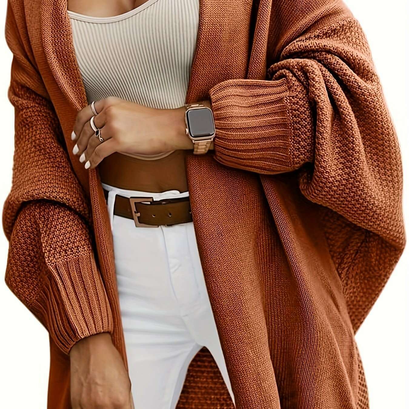 Snug Fit Oversized Knit Cardigan Sweater for Women