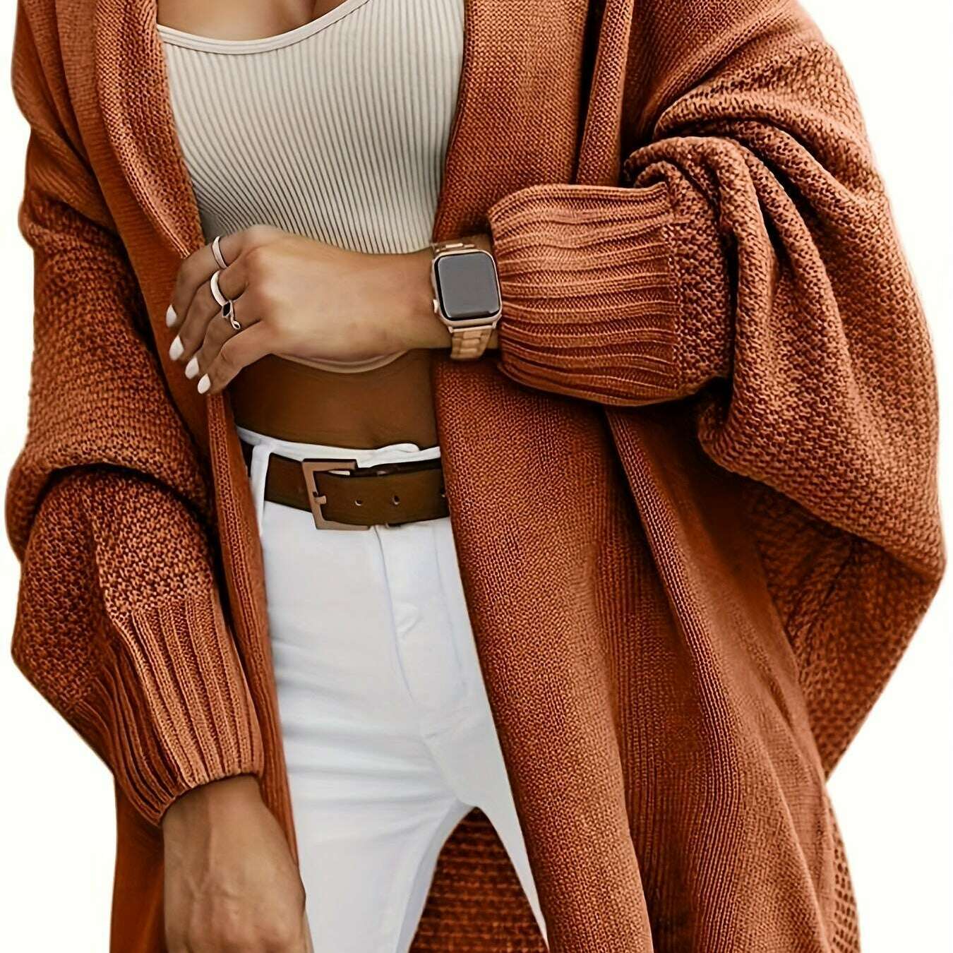 Snug Fit Oversized Knit Cardigan Sweater for Women