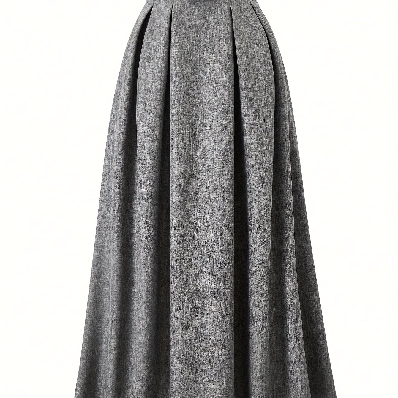 [Elegant Midi Skirt] Women's Elegant Solid Color Midi Skirt | Machine Washable, Non-Stretch, All-Season Versatile Office & Casual Skirt with Flared Hem, Non-Transparent Durable Fabric, Work Attire, Classic Style, Easy Care