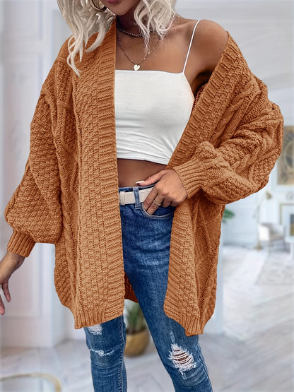 Women's Oversized Chunky Cable Cardigan Sweater Coat - Soft Pink Open Front Long Sleeve Winter Coat with Button-Free Closure, Cozy Fall & Winter Sweater for Casual Semi-Formal Outfits