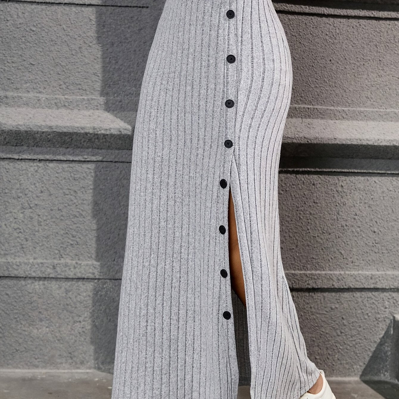 Skirt With Split Side Buttons