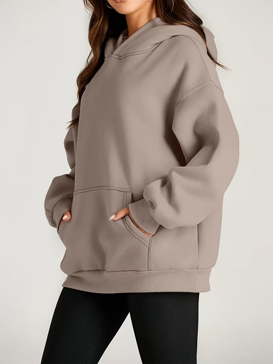 Cozy Oversized Fleece Hooded Sweatshirt for Fall & Winter - D&M Boutique 