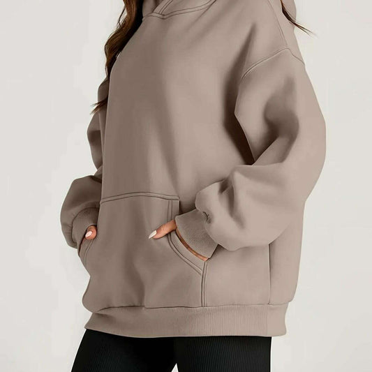 Cozy Oversized Fleece Hooded Sweatshirt for Fall & Winter