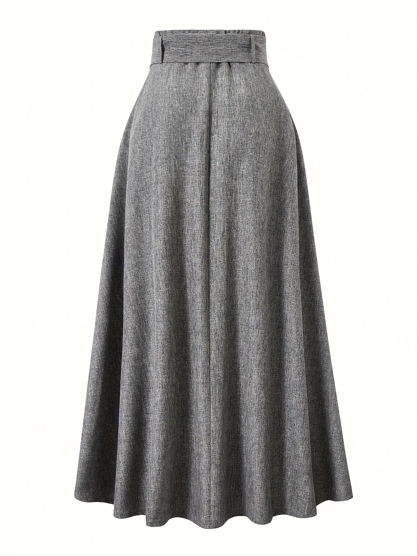 [Elegant Midi Skirt] Women's Elegant Solid Color Midi Skirt | Machine Washable, Non-Stretch, All-Season Versatile Office & Casual Skirt with Flared Hem, Non-Transparent Durable Fabric, Work Attire, Classic Style, Easy Care