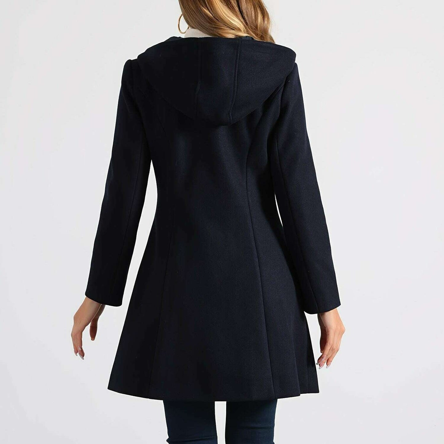 Winter Chic Hooded Toggle Duffle Pea Coat for Women