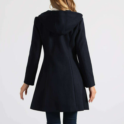 Winter Chic Hooded Toggle Duffle Pea Coat for Women