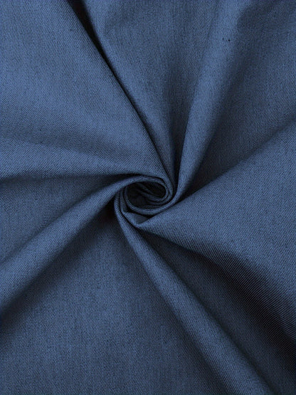 [Stylish Dress] Stylish Blue Women's Button-Up Dress | Long Sleeve, Ruffle Detail, Front Pocket, Drawstring Waist, Casual, All-Season - (Headscarf Not Included)