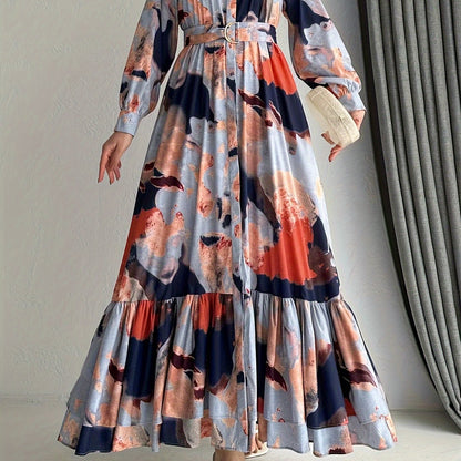 Women's Middle Eastern Muslim Temperament Printed Long Dress