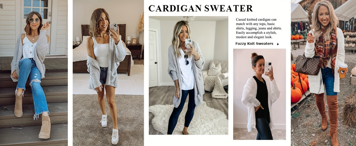 Chic Open Front Cardigan with Batwing Sleeves for Women