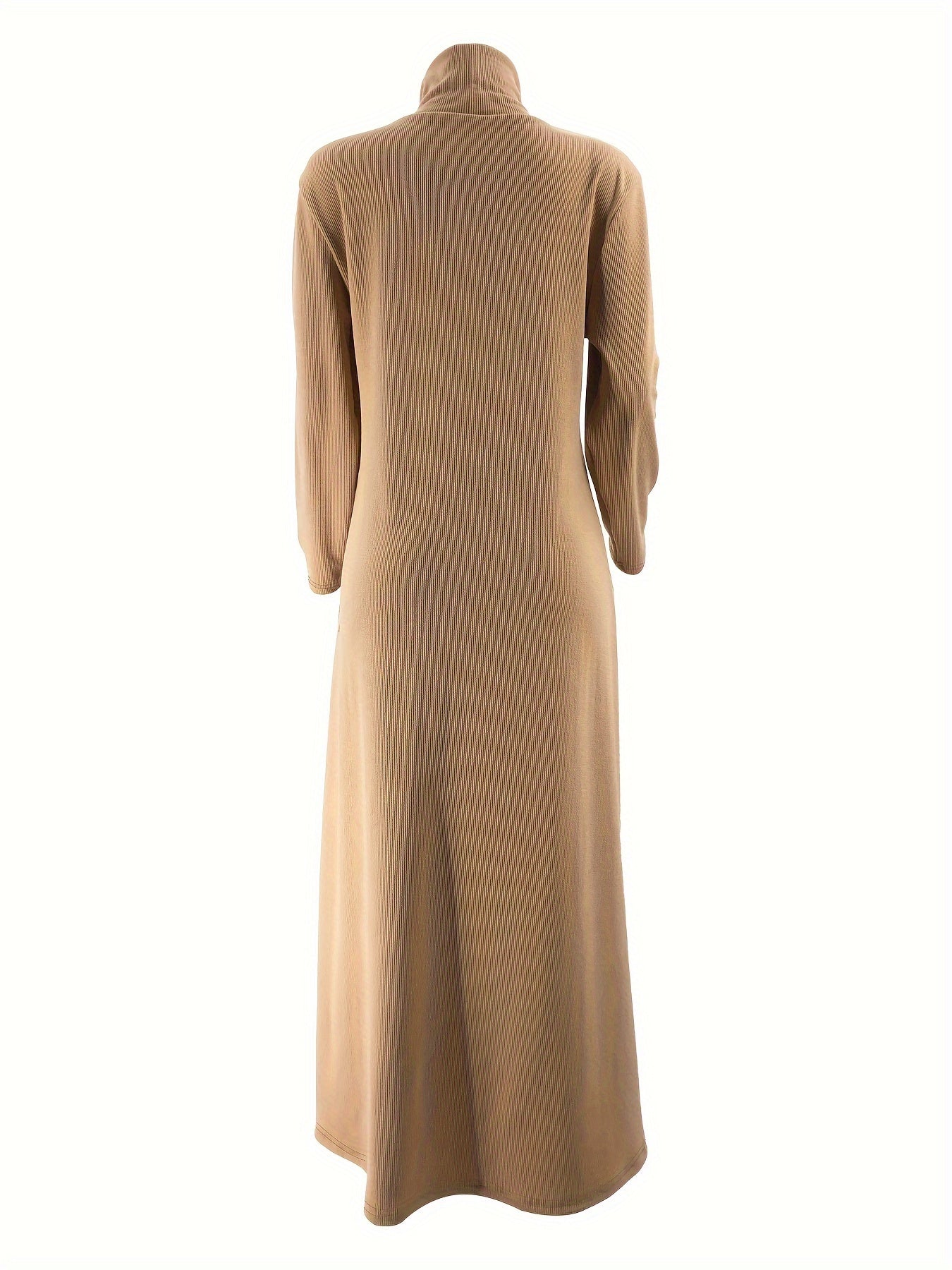 [Polyester Blend Casual Dress] Machine Washable Polyester & Spandex Blend Elegant Solid Color Long Casual Dress for Women - Perfect for All Seasons