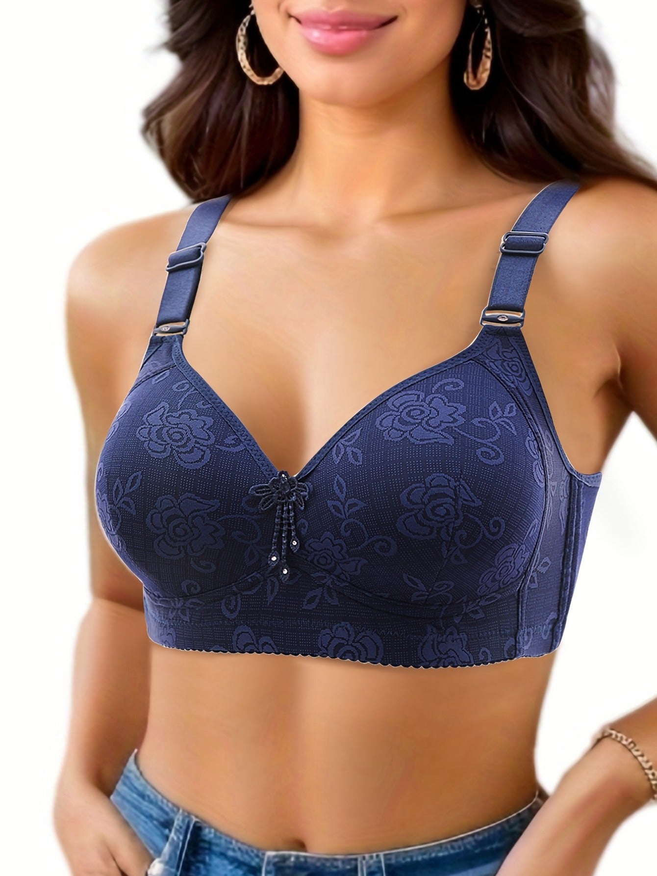 Valentine'S Day Gift 5pcs Tassel Decorative Floral Lace Adjustable Straps Underwire Bra, Elegant Sturdy And Comfortable Bra, Lingerie And Nightwear