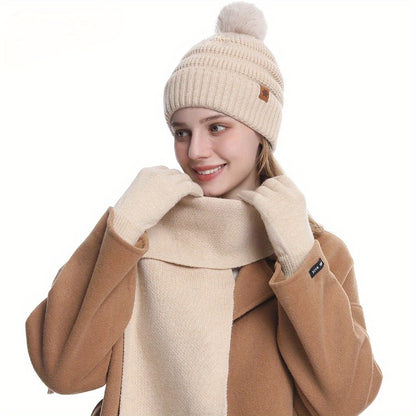 Women’s 3pcs Winter Set – Hat, Scarf & Gloves