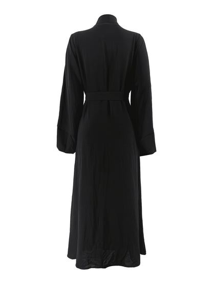 Women'S Casual And Comfortable Middle Eastern Muslim Style Simple Solid Color Sleeveless Long Dress + Simple Solid Color High-End Flower Middle Eastern Muslim Long Cardigan Jacket Two-Piece Set (Excluding Headscarf)