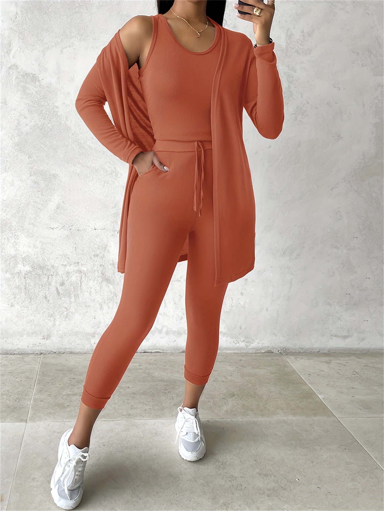 Women’s 3pcs Lounge Set – Tank Top, Coat & Pants Sweatsuit