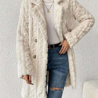 Elegant Double-Breasted Teddy Bear Coat for Women