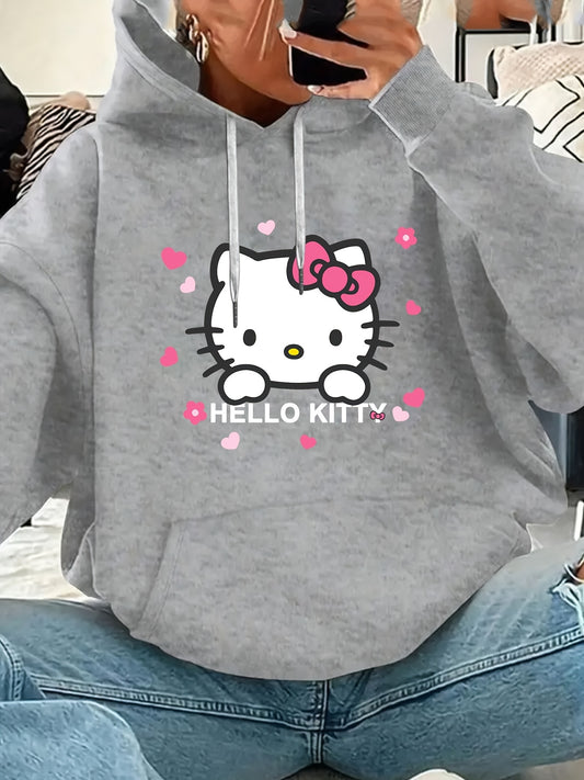 Hello Kitty Printed Pullover Hoodie – Comfy Long Sleeve Sweatshirt - D&M Boutique 