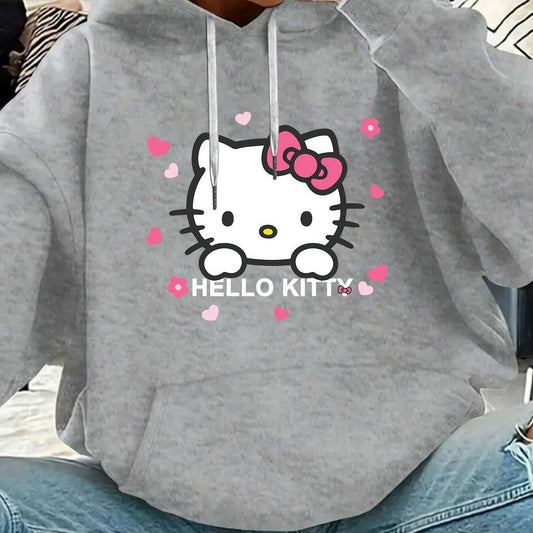 Hello Kitty Printed Pullover Hoodie – Comfy Long Sleeve Sweatshirt - D&M Boutique 