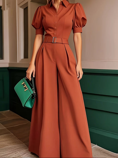 [Mint Green Jumpsuit] Mint Green Loose-Fit Jumpsuit | Women's Summer Solid Color Machine-Washable Jumpsuit for Casual & Professional Outfits, Wideleg Outfit, Nonstretch Fabric