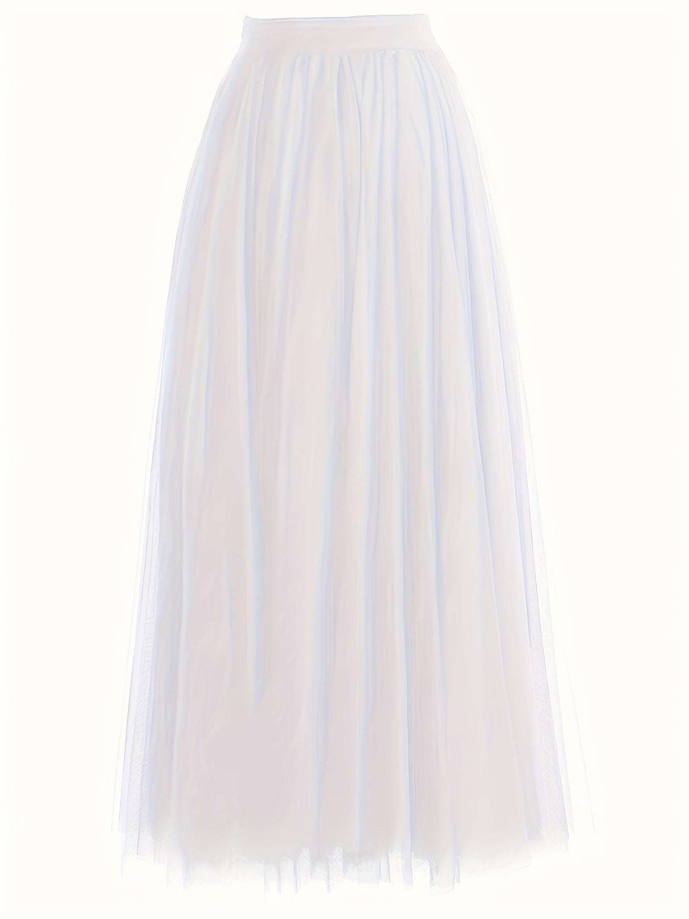 [Elegant Maxi Skirt] Red Elegant High-Waist Tulle Maxi Skirt | Asymmetrical Hem, Solid Color Polyester Lined, All-Season Mesh A-Line Skirt with Elastic Waistband, Formal Event Attire, Flowing Design, Polyester Lining