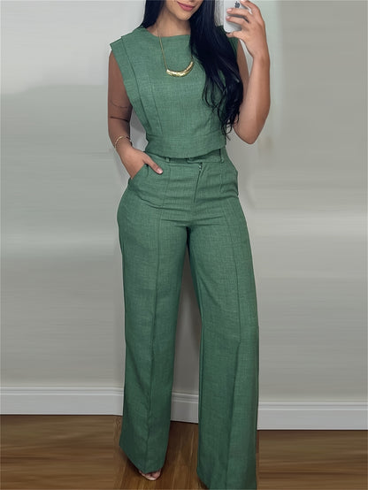 Women’s Casual Outfit Set – Short Sleeve Top & Pants