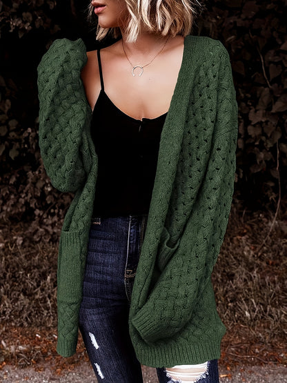 Cozy Longline Cardigan – Women's Casual Open Front Button-Up Sweater