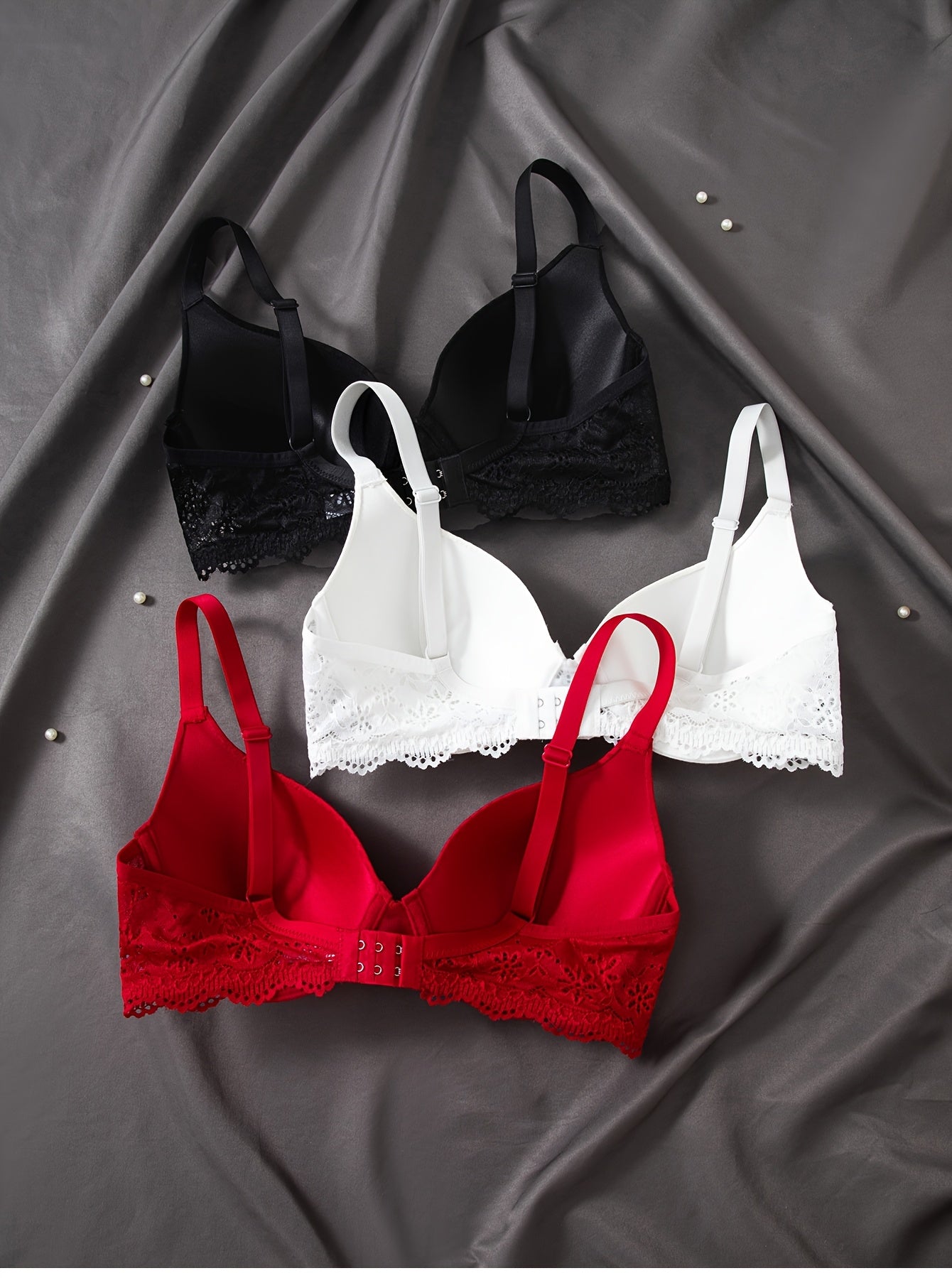 3pcs Fashion Lace Splicing Underwear with No Trace Collection and Accessory Breasts for Women'S Underwear