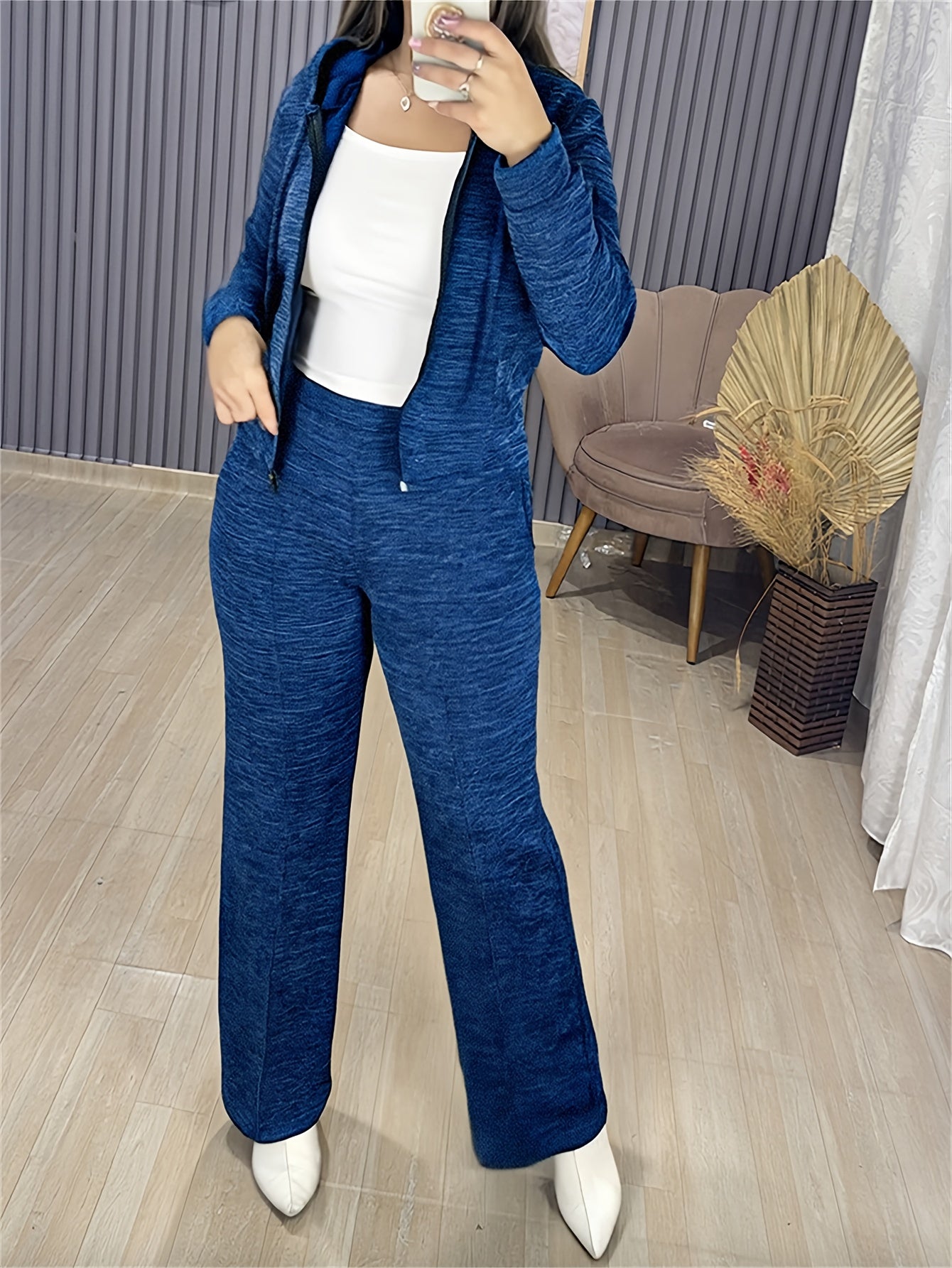 Women’s 2pcs Outfit Set – Hooded Cardigan & Pants