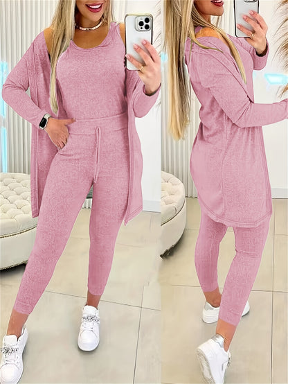 Women’s 3pcs Lounge Set – Tank Top, Coat & Pants Sweatsuit