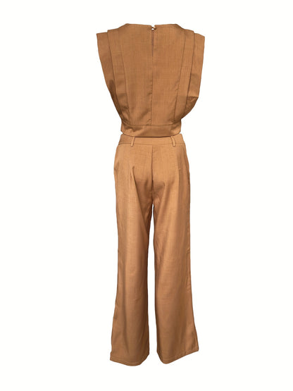 Women’s Casual Outfit Set – Short Sleeve Top & Pants