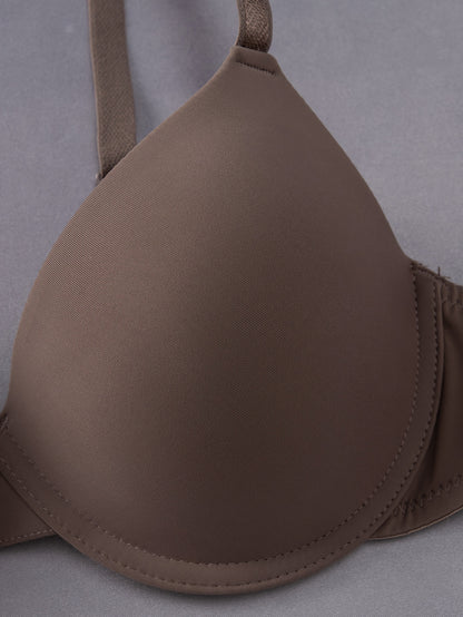 3pcs Women's Ultra-Soft Seamless T-Shirt Bras - Push-Up Support with Breathable Cups, Underwire for Lift, Nude/Beige/Black, Non-Removable Pads, Everyday Comfort for Casual & Formal Wear, Versatile Bra Sizes, Simple Elegant De