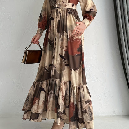 Women's Middle Eastern Muslim Temperament Printed Long Dress