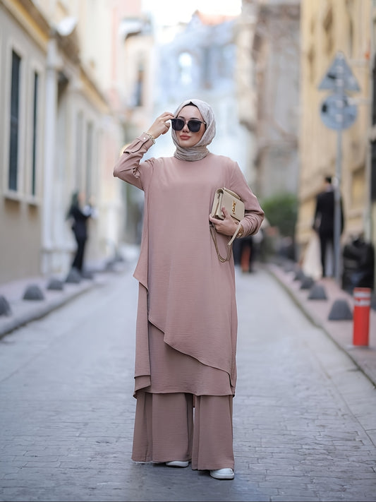 New Muslim Arab Style Women's Long Sleeve Shirt and Pants Set