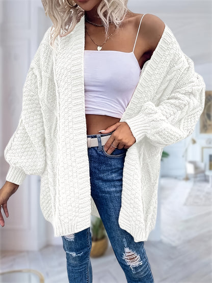 Women's Oversized Chunky Cable Cardigan Sweater Coat - Soft Pink Open Front Long Sleeve Winter Coat with Button-Free Closure, Cozy Fall & Winter Sweater for Casual Semi-Formal Outfits