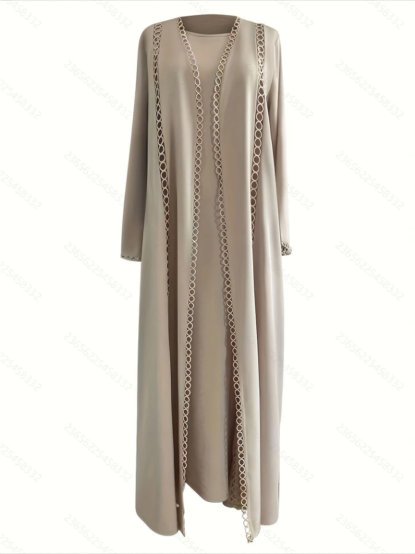 [Lightweight Open Robe Set] Lightweight Open Robe Set with Lace | Sleeveless Slip Dress and Chiffon Headscarf - Simple, Breathable for Spring/Summer