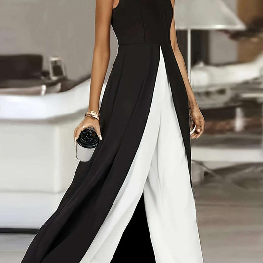 Vibrant Color Block Sleeveless Wide Leg Dress for Women - D&M Boutique