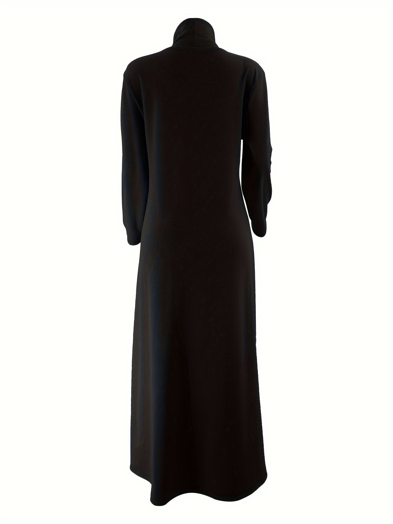 [Polyester Blend Casual Dress] Machine Washable Polyester & Spandex Blend Elegant Solid Color Long Casual Dress for Women - Perfect for All Seasons