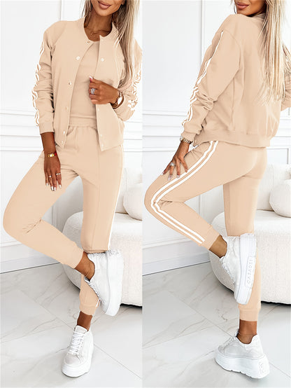 3pcs Matching Set – Jacket, Tank Top & Cuffed Pants