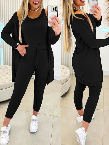 Women’s 3pcs Lounge Set – Tank Top, Coat & Pants Sweatsuit